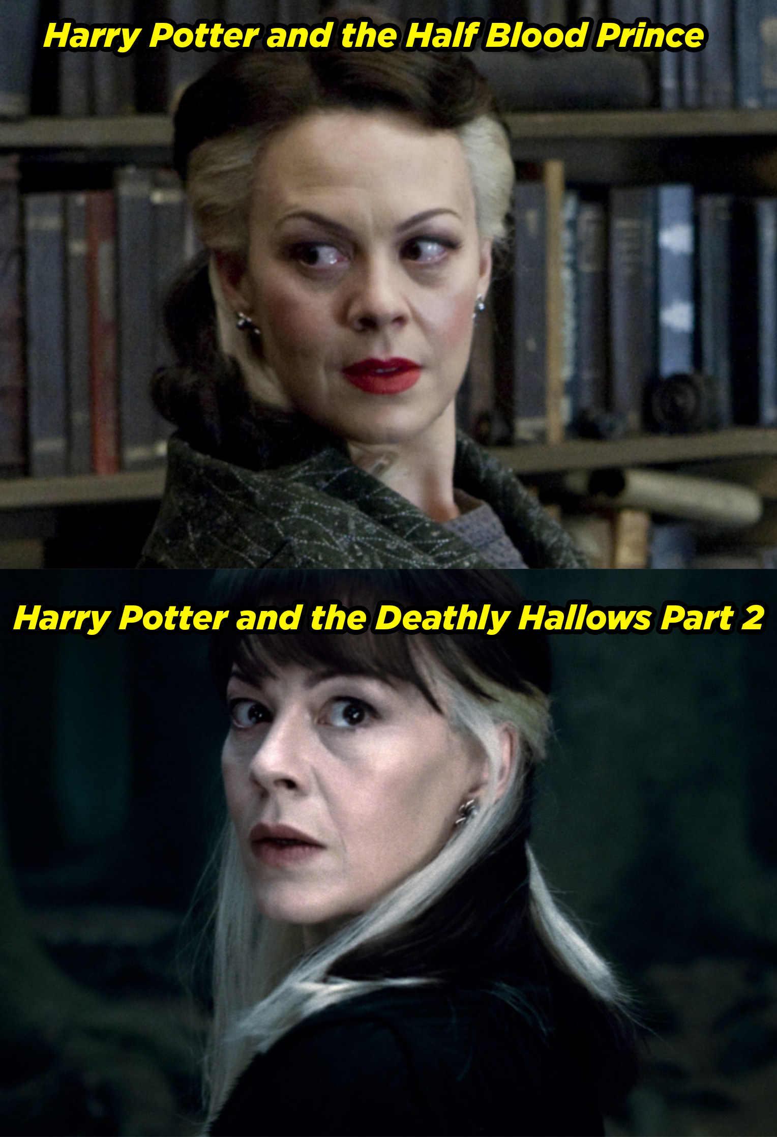 Helen McCrory in the Half-Blood Prince and Deathly Hallows Part 2