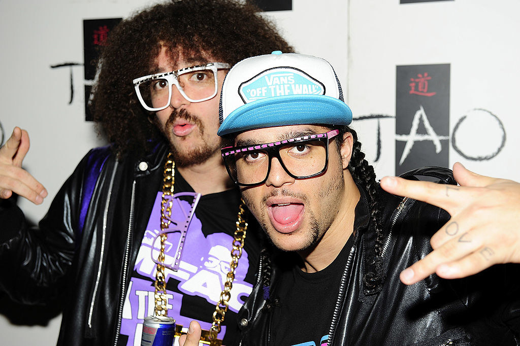Members of LMFAO with large glasses