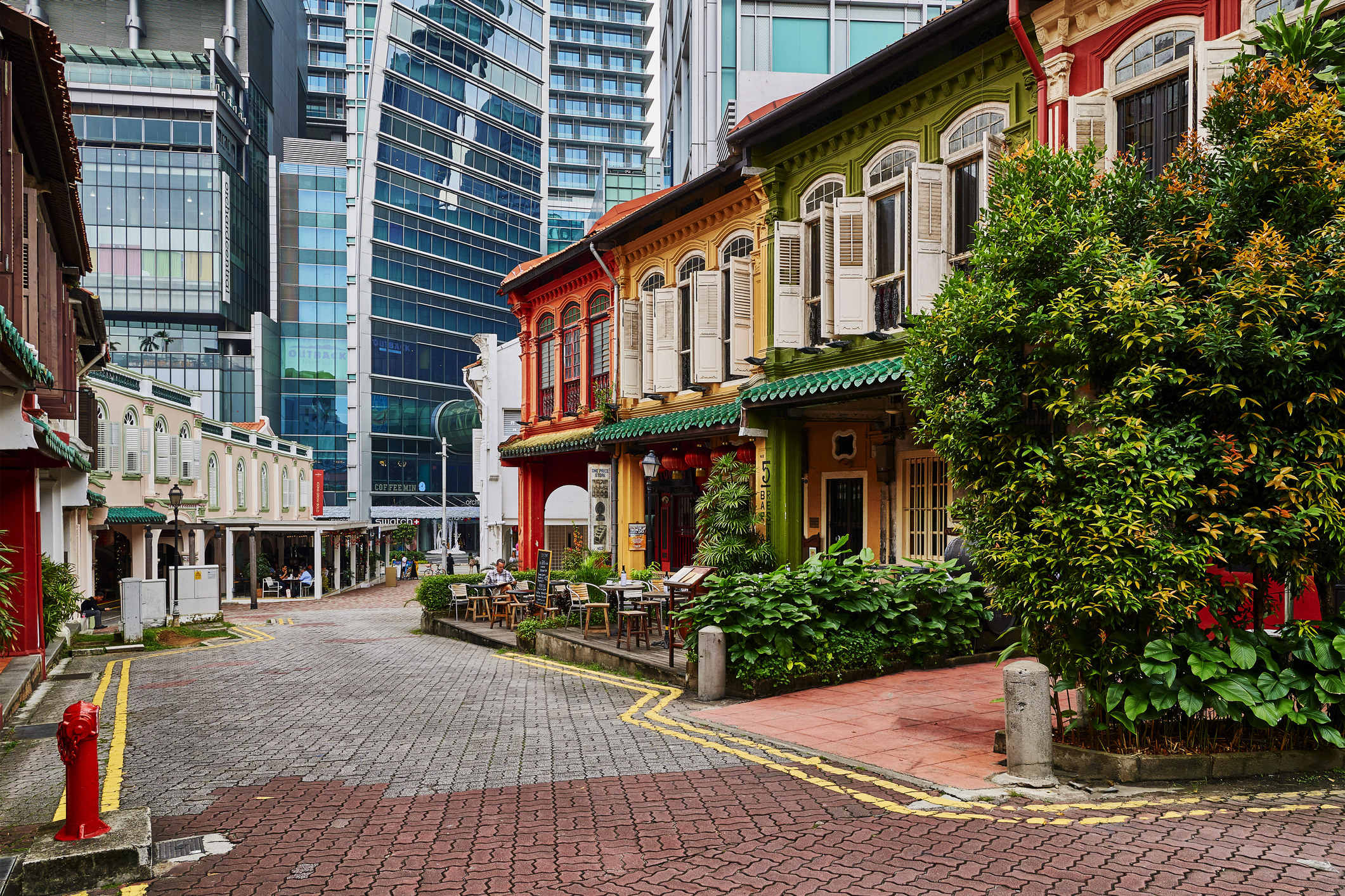 A clean city street in Singapore.