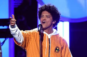 Bruno Mars performing on stage