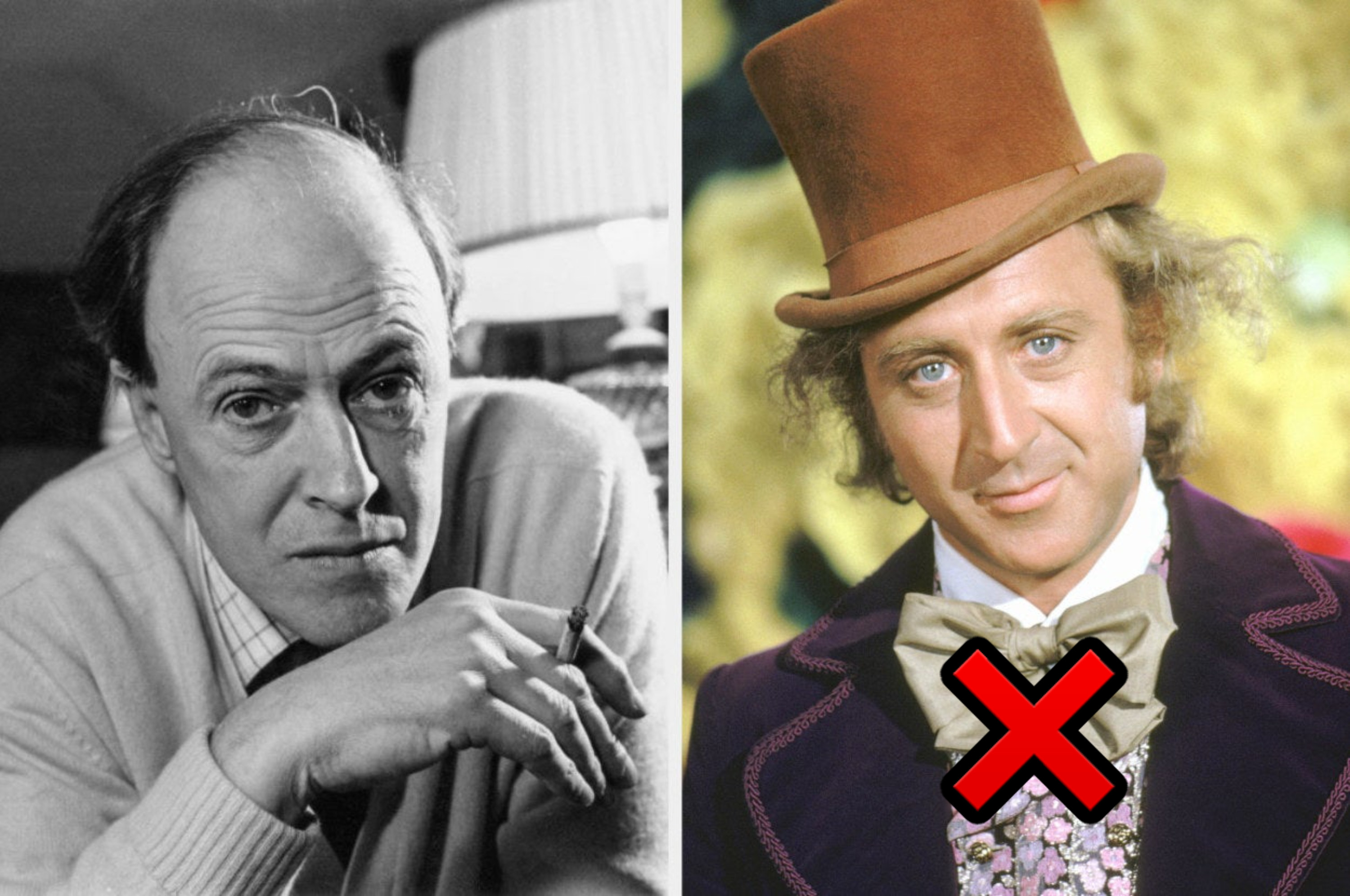 Roald Dahl and Gene Wilder as Willy Wonka