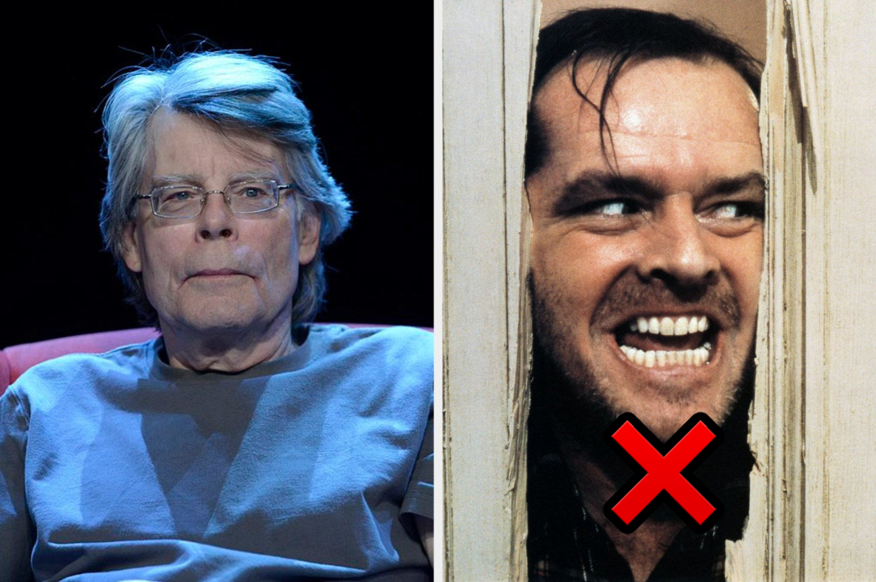 Stephen King and Nicholson as Jack during the Here&#x27;s Johnny scene