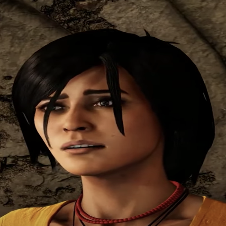 Sophia with short hair in the video game