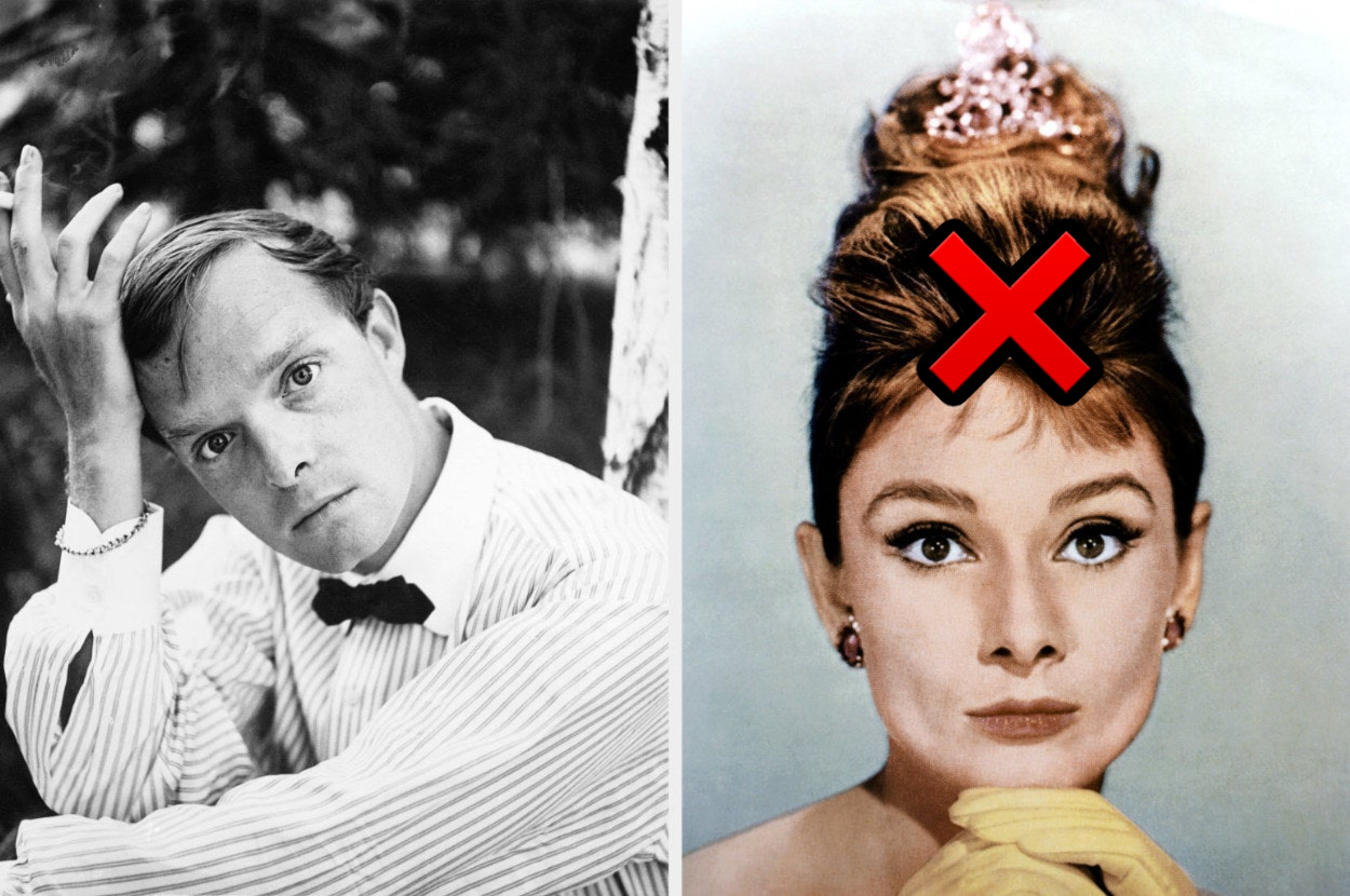 Truman Capote and Audrey Hepburn as Holly Golightly