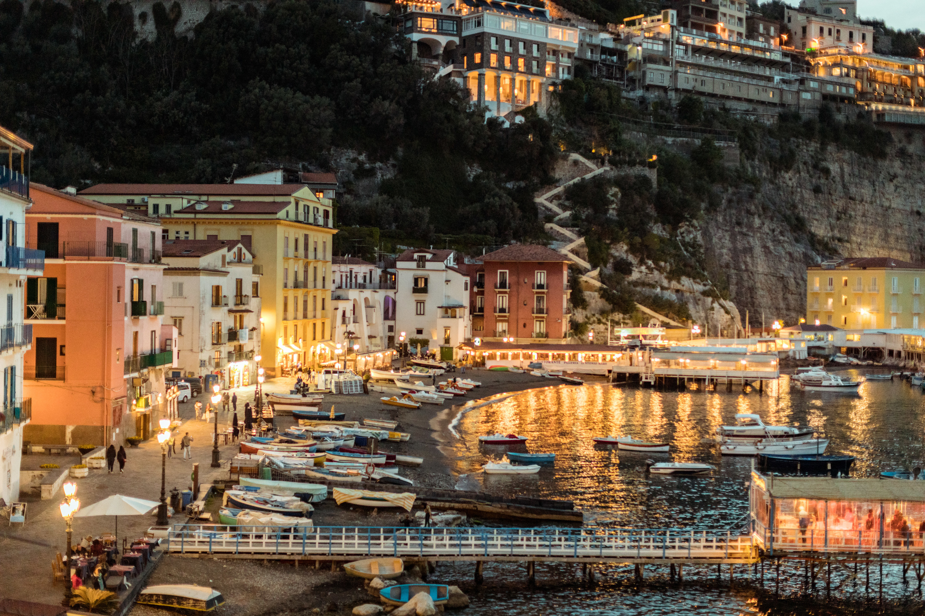 Sorrento dock and boats in the evening