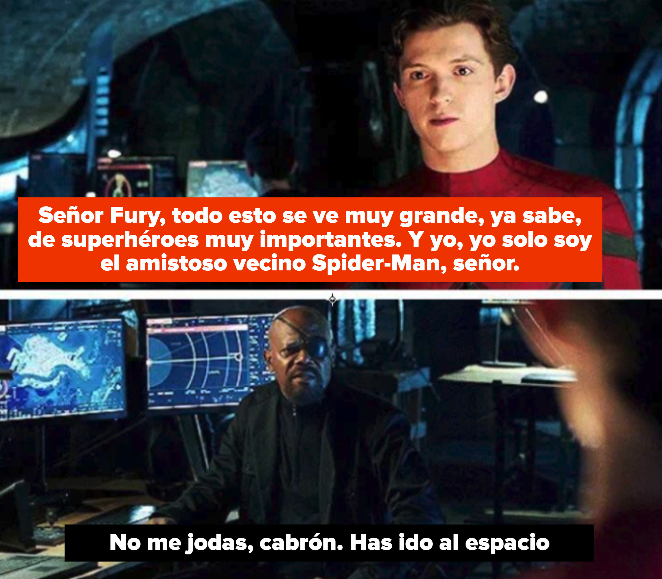 Peter Parker talking to Nick Fury in &quot;Spider-Man: Far From Home&quot;