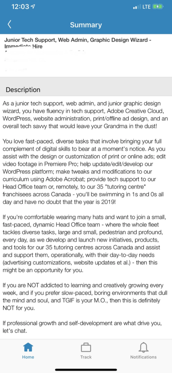 Tech job listing: &quot;If you are NOT addicted to learning and creatively growing every week, and if you prefer slow-paced, boring environments that dull the mind and soul, and TRGIF is your M.O., then this is definitely NOT for you&quot;