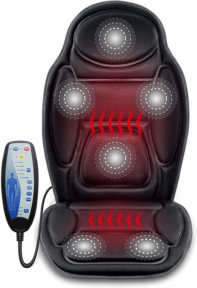 Black heated seat cushion with remote