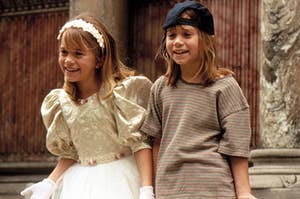  Alyssa Callaway wears a striped t-shirt and a baseball cap. And Amanda Lemmon wears a puffy dress with a matching headband