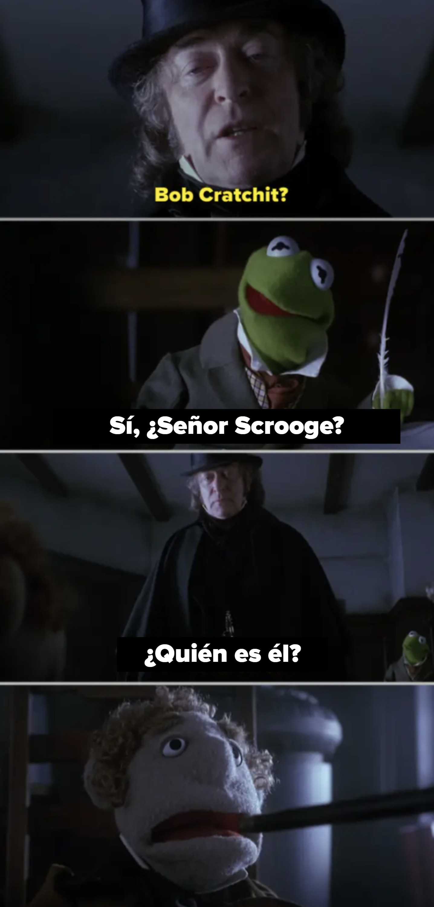 Scrooge confronting a Muppet in his office