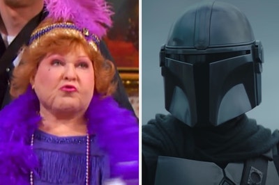 Muriel from "Suite Life" is on the left with the Mandalorian on the right