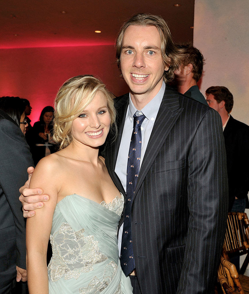 Kristen Bell (L) and Dax Shepard pose at the afterparty for the premiere of Universal Pictures&#x27; &quot;Couples Retreat&quot;