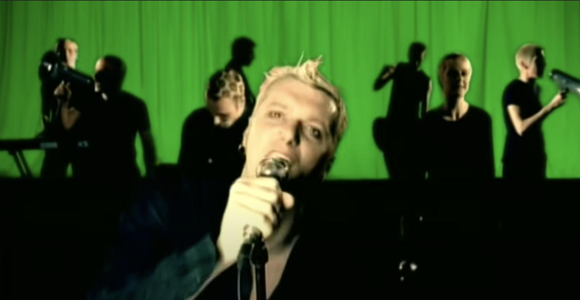 The band performing Tubthumping in the video