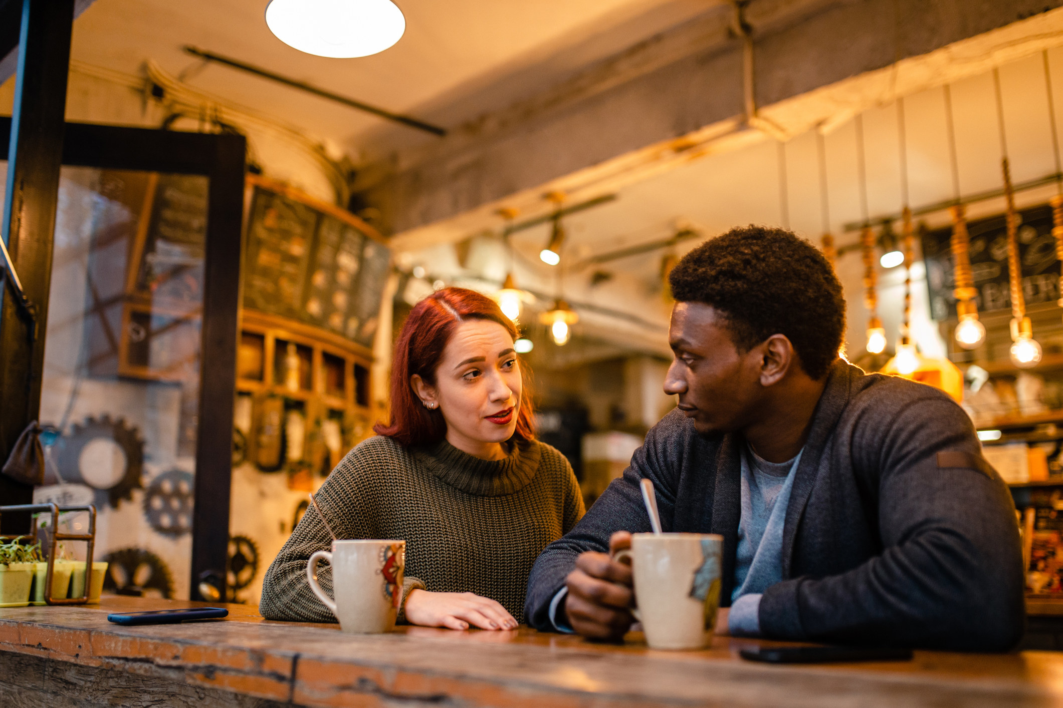 a couple having a serious chat