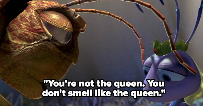 Hopper smelling Princess Atta with his antennae