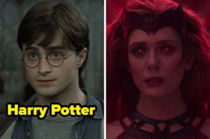 On the left, Harry Potter, and on the right, Scarlet Witch in WandaVision