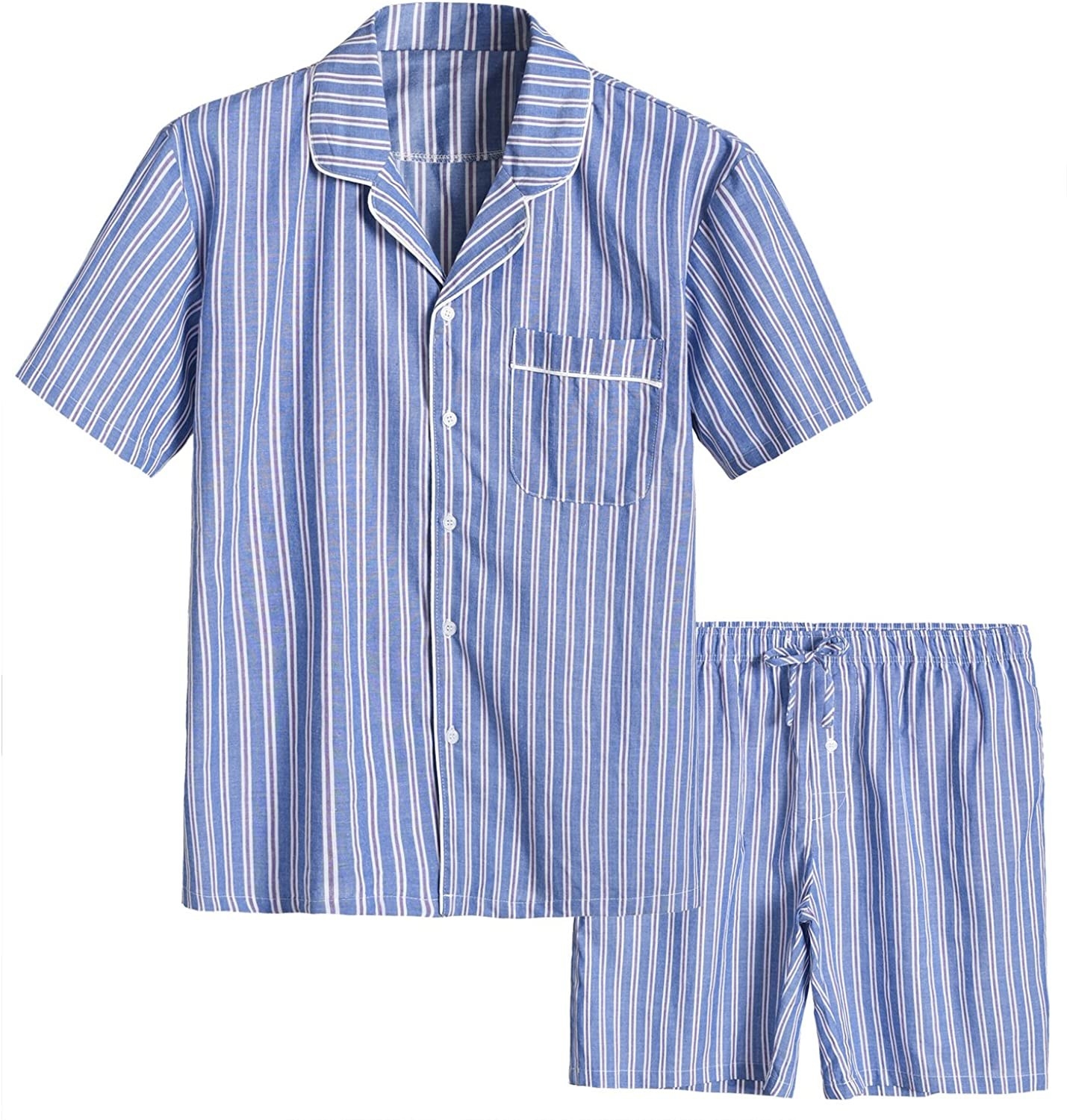 The pajama set in blue stripe