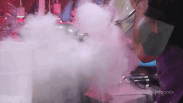 supercut of contestants frantically baking, ice carving, decorating with fake blood
