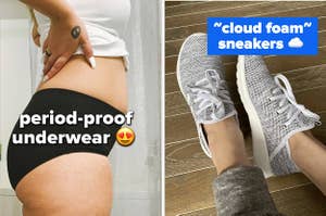 period underwear and sneakers 