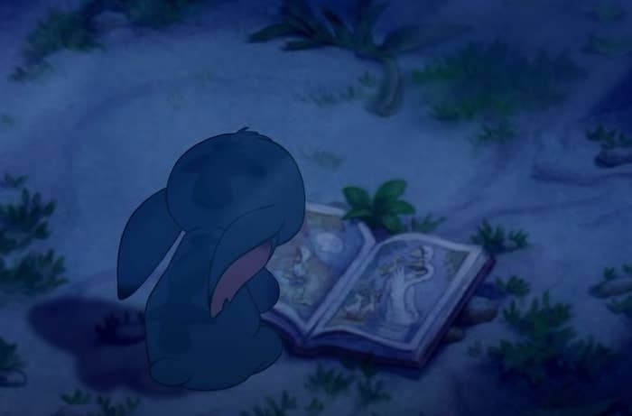 Stitch alone in the woods