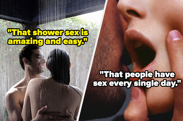 "That shower sex is amazing and easy" side by side with "That people have sex every single day"