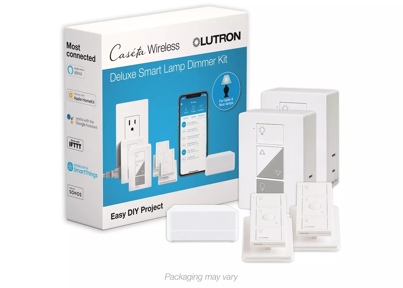The Lutron Caseta wireless deluxe smart lamp dimmer kit