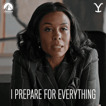 gif of willa from yellowstone seriously saying &quot;I prepare for everything&quot;