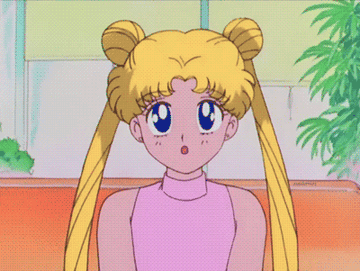 gif of Sailor Moon with heart eyes drinking a drink