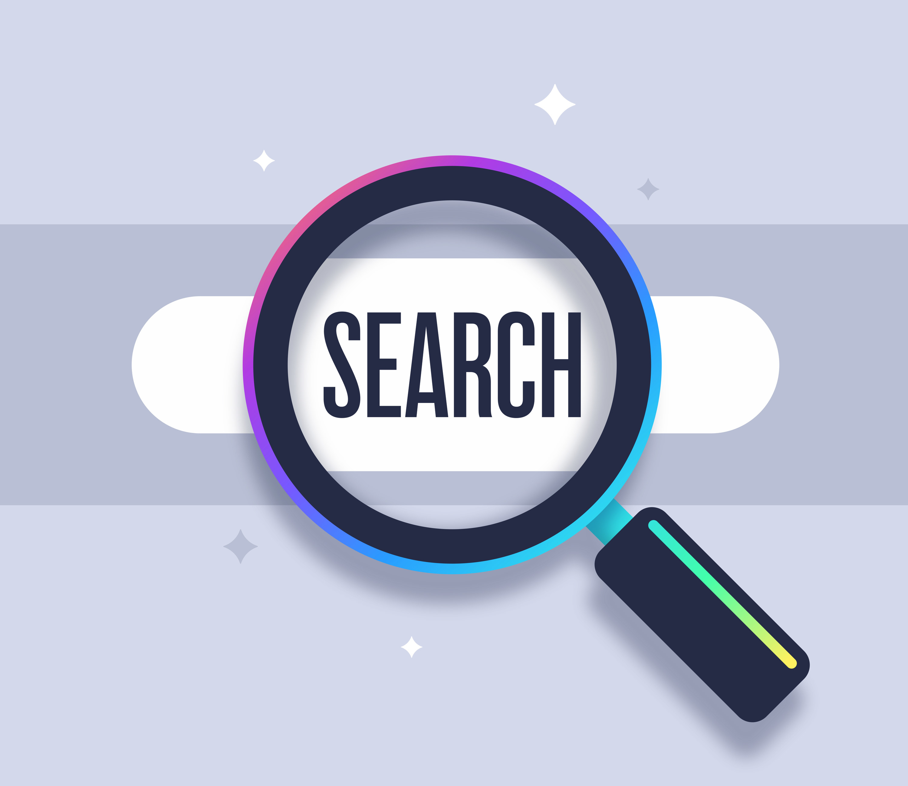 An illustrated search button
