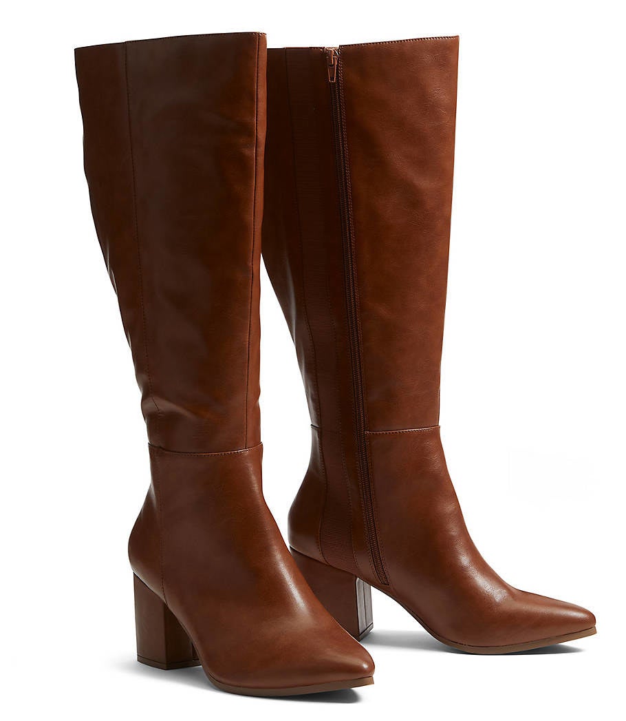 The brown leather riding boots with a chunky heel