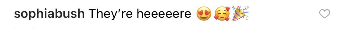 Sophia Bush wrote "They're heeeere"