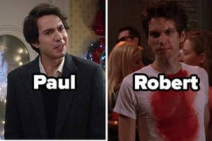 密切的保罗在他的血在他的深色西装和罗伯特•彩色衬衫从“Gilmore女孩”