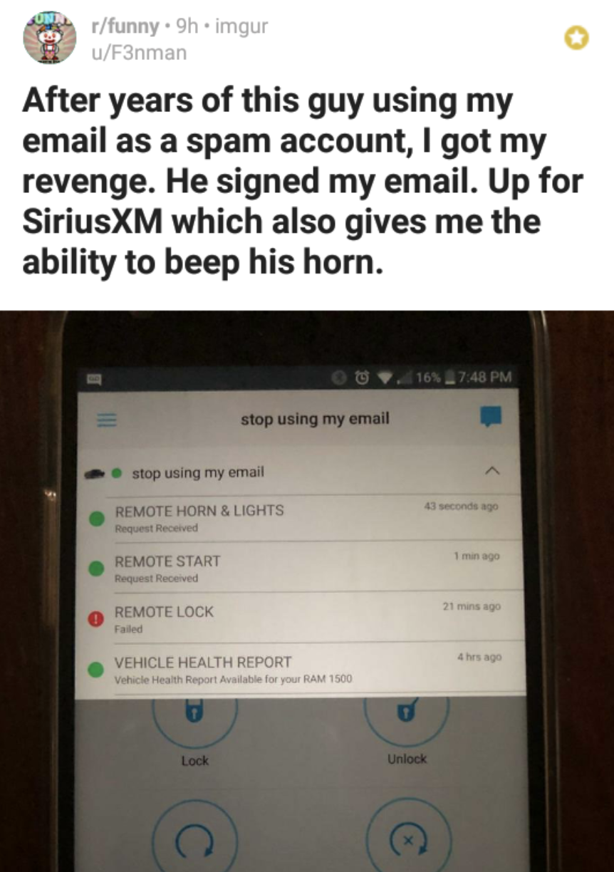 A person beeping a horn using an app to annoy someone