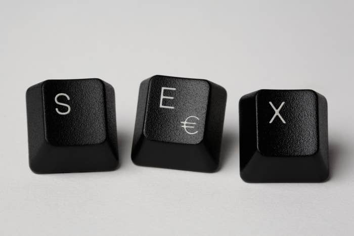 A stock image of a keyboard spelling out the word &quot;sex&quot;