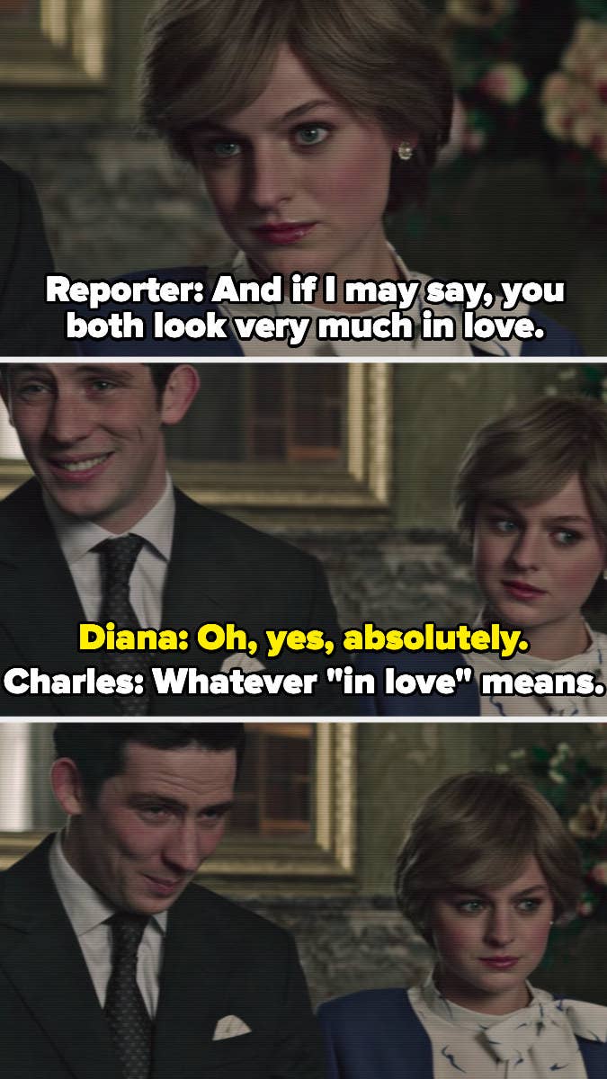 Charles says &quot;whatever &#x27;in love&#x27; means&quot; to a reporter who says they seem very much in love