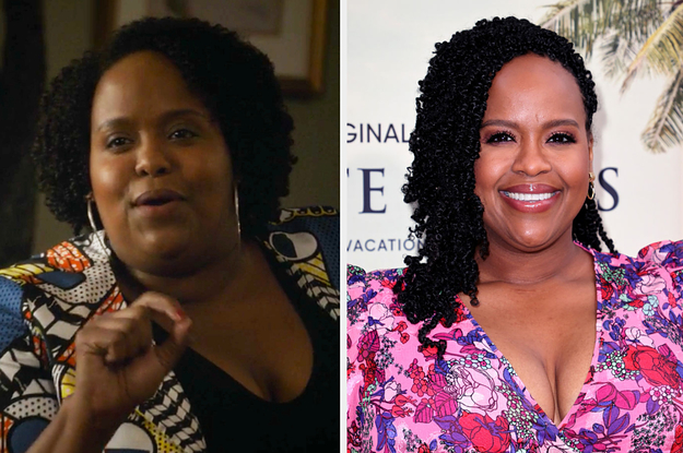 Natasha Rothwell as Kelli in Season 1 and Natasha Rothwell on a red carpet in 2021