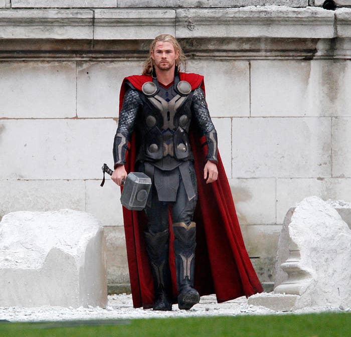 Chris Hemsworth sighted filming on the set of Thor 2