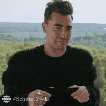 Gif of Dan Levy crying in &quot;Schitts Creek&quot;
