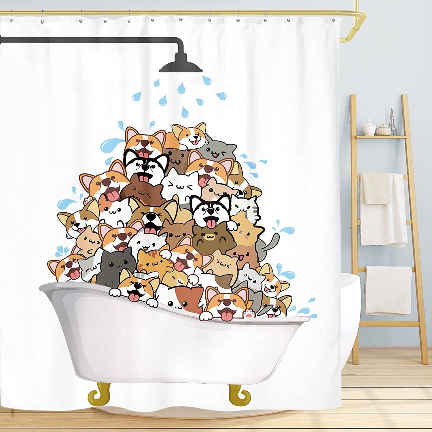 cortina para baño con diseño de animalitos