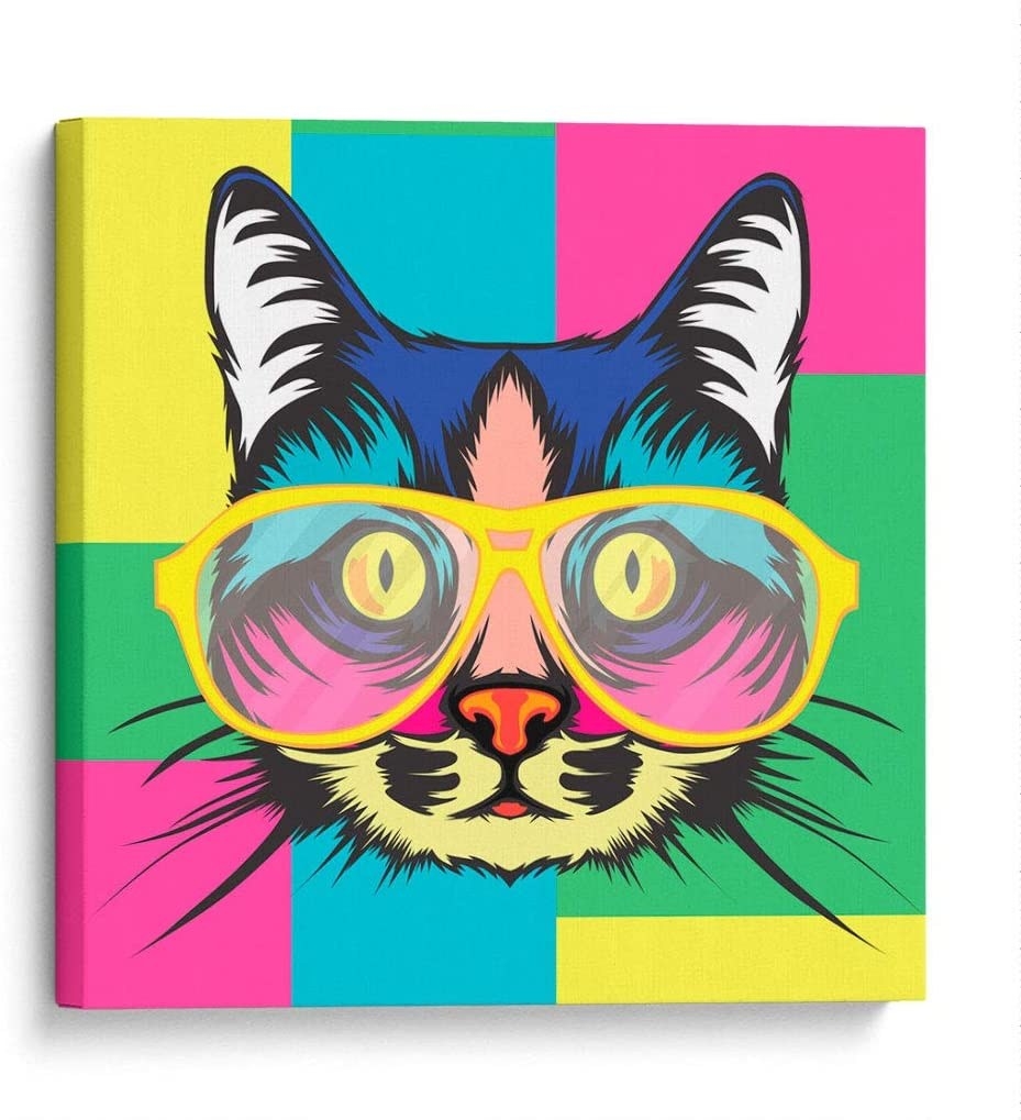 cuadro con imagen de gato en estilo pop art