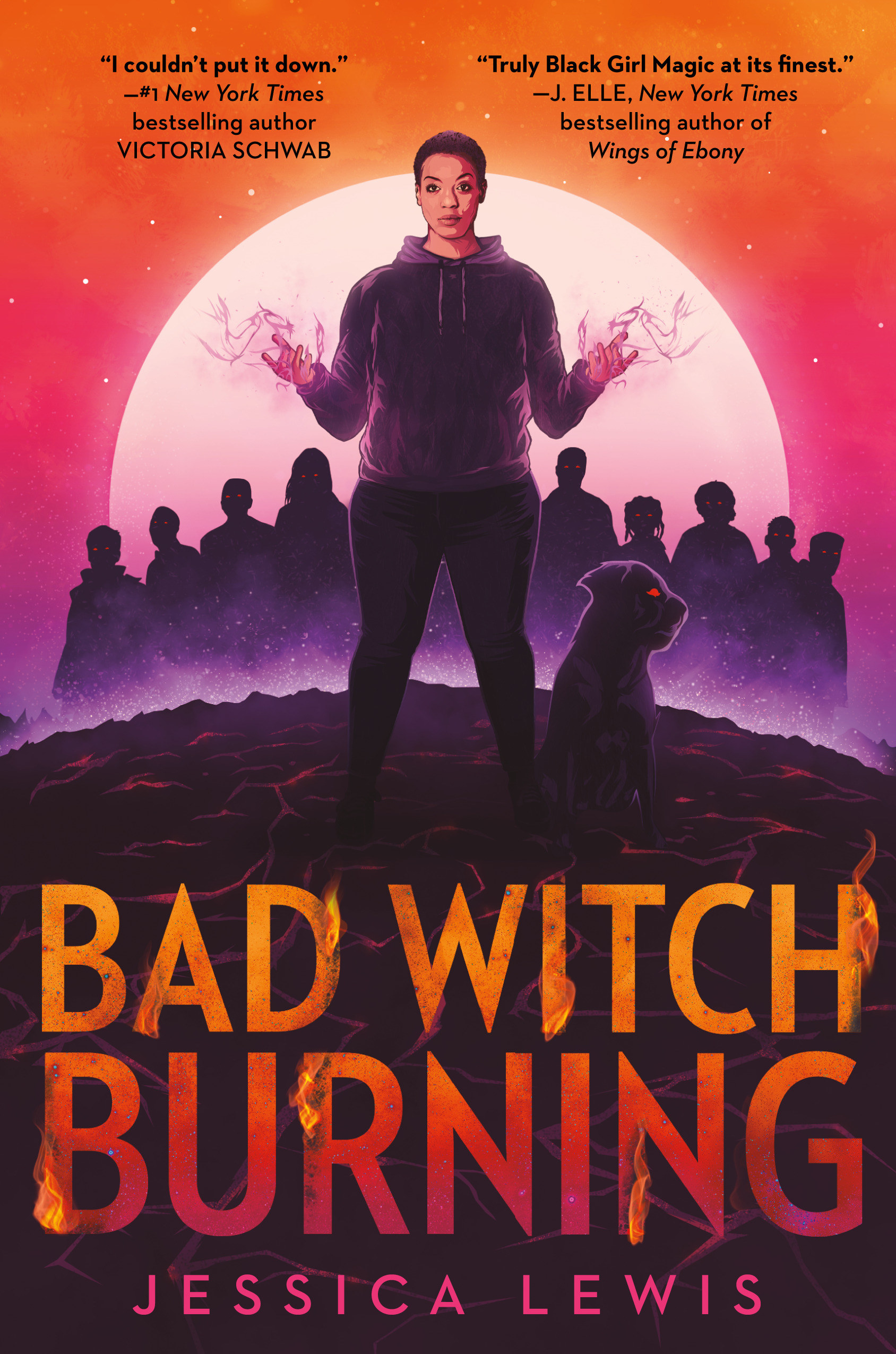 The cover of &quot;Bad Witch Burning,&quot; which shows a magical teenager in front of a full moon.