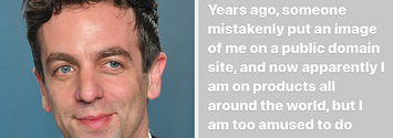 BJ Novak's face on products across the world including LinkedIn's social  media channels