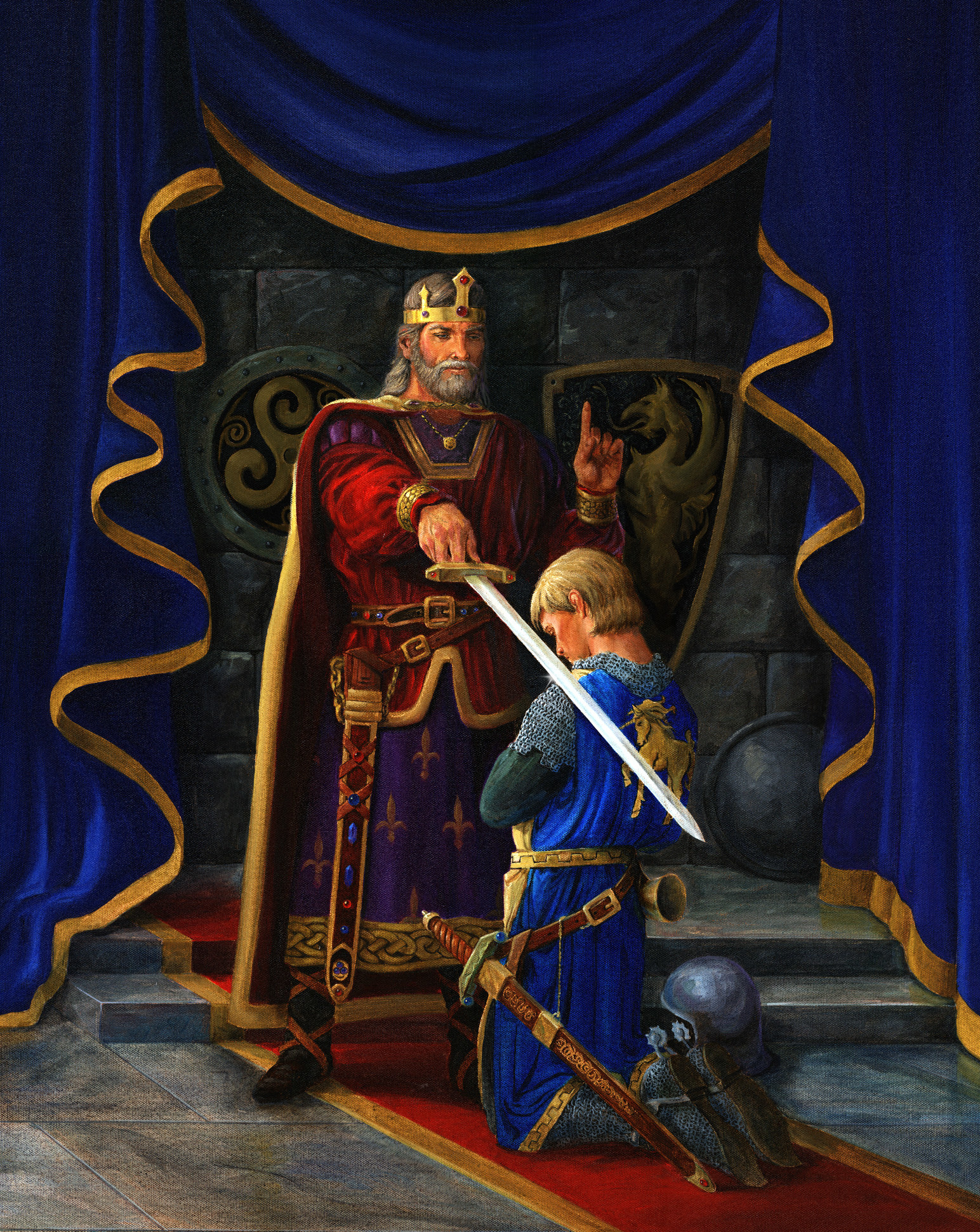 king knighting a man