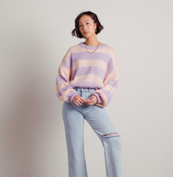 pink and purple striped sweater