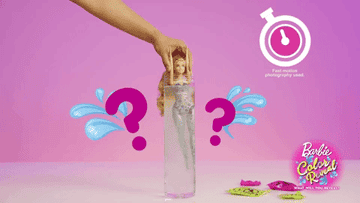 Gif of the doll changing colors after being dipped in a container