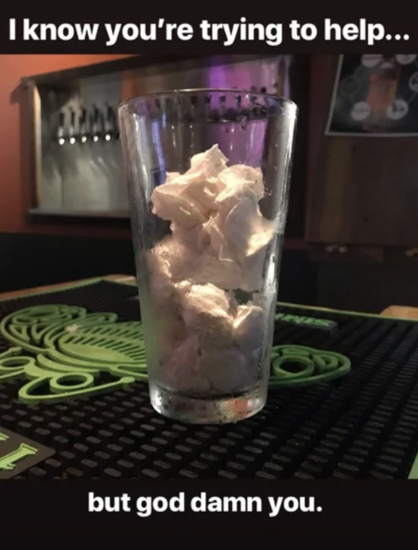 A bunch of napkins in a cup