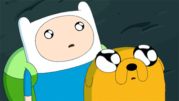 Gif of Finn and Jake from &#x27;Adventure Time&#x27; gazing in wonderment