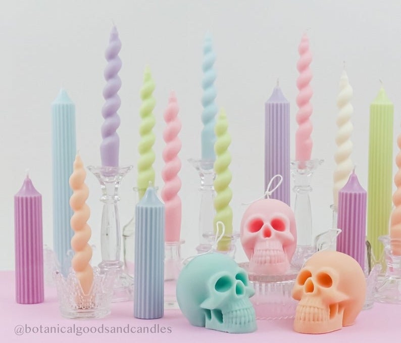 Display of colorful craft candles