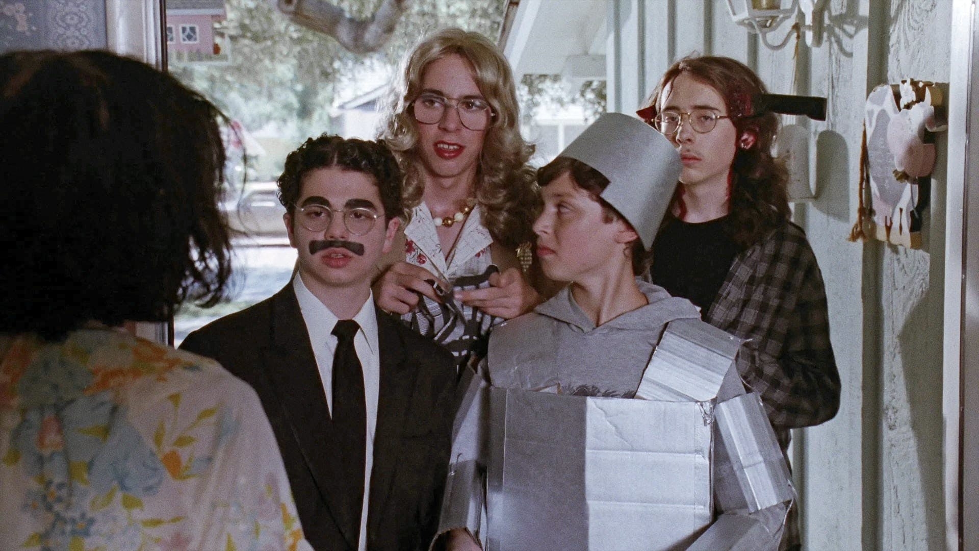 Sam Levine, Martin Starr, John Francis Daley, and Stephen Lea Sheppard trick-or-treating