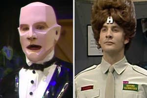 Side by side images of Kryten and Rimmer